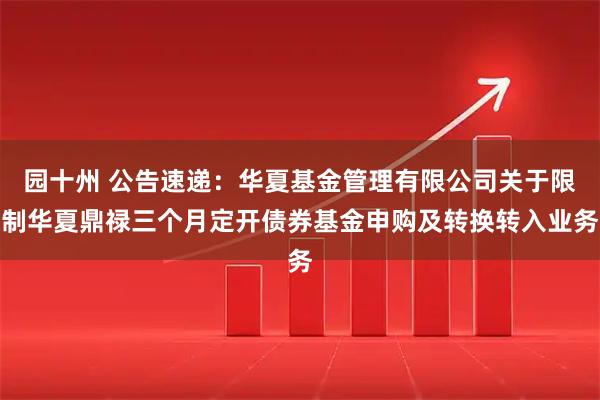 园十州 公告速递：华夏基金管理有限公司关于限制华夏鼎禄三个月定开债券基金申购及转换转入业务