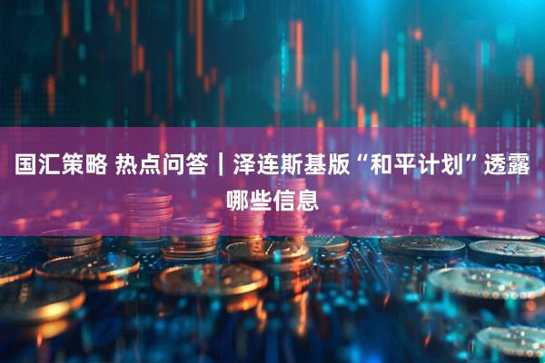 国汇策略 热点问答｜泽连斯基版“和平计划”透露哪些信息