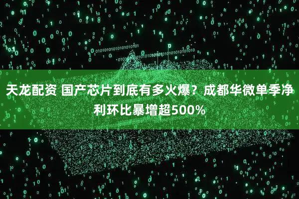 天龙配资 国产芯片到底有多火爆？成都华微单季净利环比暴增超500%