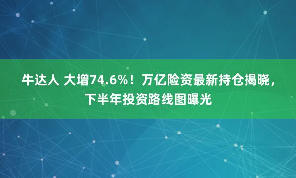 牛达人 大增74.6%!万亿险资最新持仓揭晓,下半年投资路线图曝光